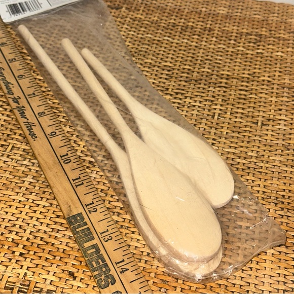 Vintage Fairgrove Beechwood Wooden Mixing Spoons Set Of 3 Brown Grandma Kitchen - Picture 6 of 7